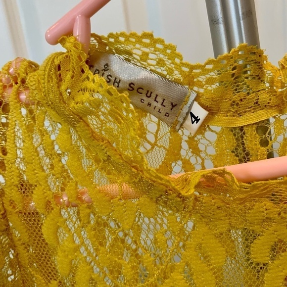 Irish Scully Girls Dress Sz 4 Yellow Lace Flower Belt - Picture 4 of 7